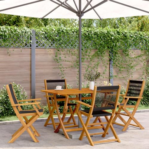 Youuihom Gartenstühle 4 STK. Klappbar Schwarz Massivholz Akazie Outdoor Stuhl Gartenstühle Strandstuhl Balkonstuhl für Balkon Strand Camping Garten von Youuihom