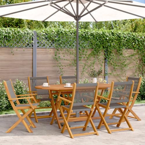 Youuihom Gartenstühle 6 STK. Klappbar Grau Massivholz Akazie Outdoor Stuhl Gartenstühle Strandstuhl Balkonstuhl für Balkon Strand Camping Garten von Youuihom