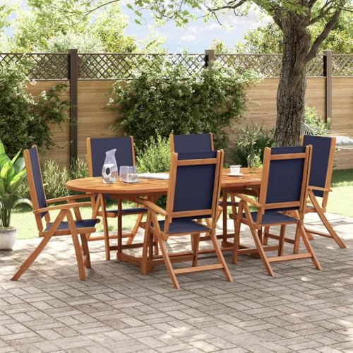 Youuihom Gartenstühle 6 STK. Klappbar Massivholz Akazie und Textilene Balkonstühle Gartenstuhl Loungesessel Outdoor Outdoor Sessel für Balkon Garten Camping Strand von Youuihom
