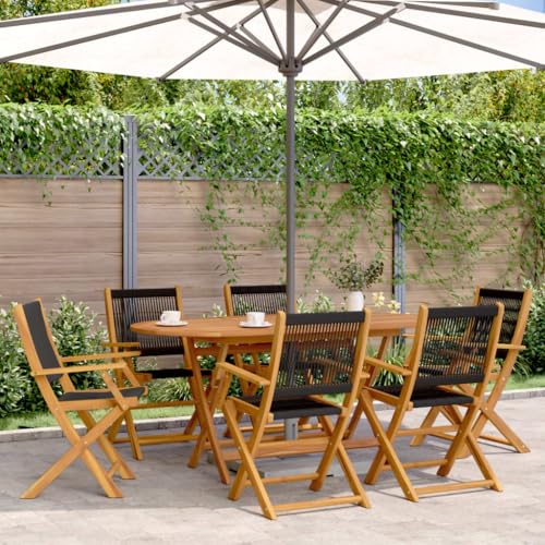 Youuihom Gartenstühle 6 STK. Klappbar Schwarz Massivholz Akazie Outdoor Stuhl Gartenstühle Strandstuhl Balkonstuhl für Balkon Strand Camping Garten von Youuihom