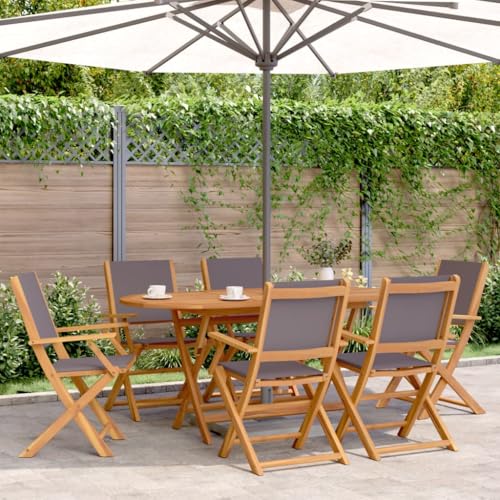 Youuihom Gartenstühle 8 STK. Klappbar Anthrazit Stoff und Massivholz Essstühle Strandstuhl Balkonstuhl Outdoor Sessel für Garten Camping Strand Balkon von Youuihom