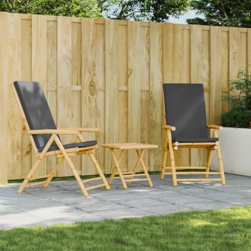 Youuihom Gartenstühle Klappbar Verstellbar 2 STK. mit Kissen Bambus Outdoor Stuhl Gartenstuhl Strandstuhl Loungesessel Outdoor für Strand Garten Camping Balkon von Youuihom