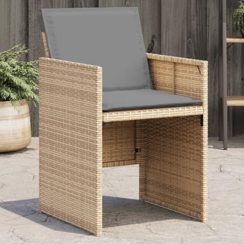 Youuihom Gartenstühle mit Kissen 4 STK. Beigemischung Poly Rattan Camping-Stühle Gartenstuhl Strandstuhl Balkonstuhl für Garten Balkon Strand Camping von Youuihom