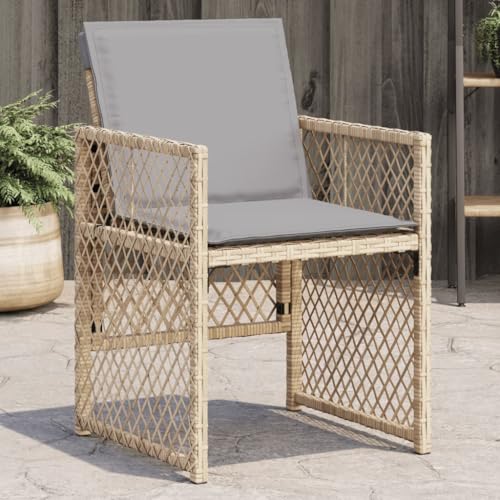 Youuihom Gartenstühle mit Kissen 4 STK. Beigemischung Poly Rattan Terrassenstühle Gartenstühle Loungesessel Outdoor Essstühle für Garten Camping Balkon Strand von Youuihom