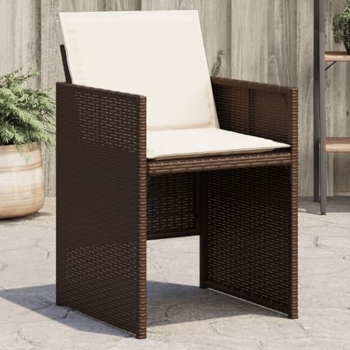Youuihom Gartenstühle mit Kissen 4 STK. Braun Poly Rattan Balkonstühle Campingstuhl Loungesessel Outdoor Essstühle für Strand Garten Balkon Camping von Youuihom