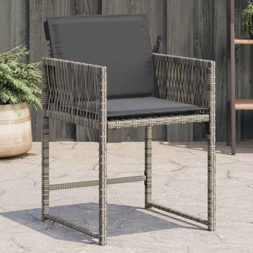 Youuihom Gartenstühle mit Kissen 4 STK. Grau Poly Rattan Camping Stühle Campingstuhl Gartenstühle Balkonstühle für Balkon Garten Strand Camping von Youuihom