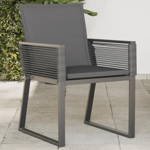 Youuihom Gartenstühle mit Kissen 4 STK. Schwarz Poly Rattan Terrassenstühle Gartenstuhl Strandstuhl Essstühle für Camping Garten Balkon Strand von Youuihom