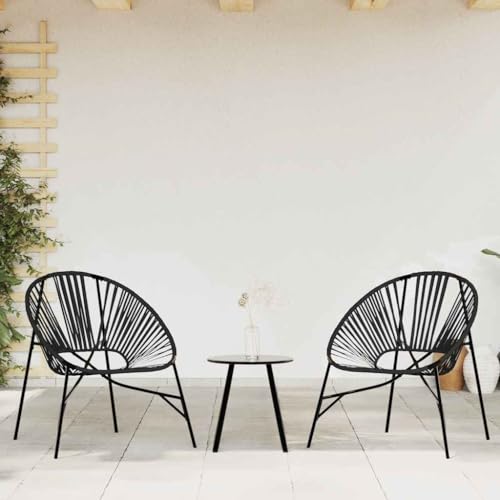 Youuihom Gartenstuhl-Set 3-TLG. Schwarz Poly Rattan Relaxsessel Outdoor Gartenstühle Strandstuhl Loungesessel Outdoor für Strand Camping Balkon Garten von Youuihom