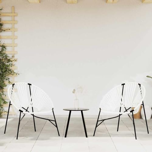 Youuihom Gartenstuhl-Set 3-TLG. Schwarz und Weiß Poly Rattan Relaxsessel Outdoor Gartenstühle Strandstuhl Loungesessel Outdoor für Strand Camping Balkon Garten von Youuihom