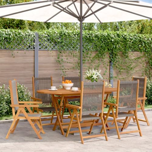 Youuihom Gartenstuhl Verstellbar 6 STK. Grau Massivholz Akazie Outdoor Stuhl Campingstuhl Loungesessel Outdoor Balkonstuhl für Camping Strand Balkon Garten von Youuihom