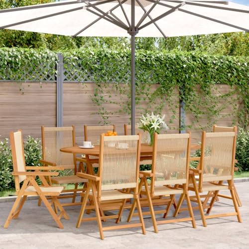 Youuihom Gartenstuhl Verstellbar 8 STK. Beige Massivholz Akazie Outdoor Stuhl Campingstuhl Loungesessel Outdoor Balkonstuhl für Camping Strand Balkon Garten von Youuihom