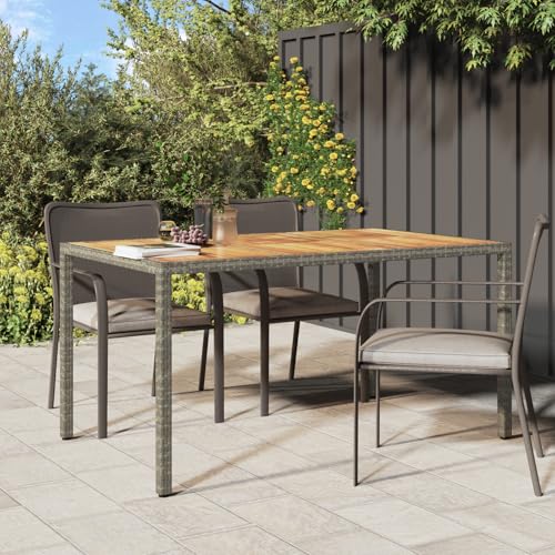 Youuihom Gartentisch Grau 150x90 cm Poly Rattan mit Akazienholz Bein Moderner Outdoor Esstisch für Garten Terrasse und Balkon Robustes Wetterfestes Design Youuihom Gartentisch Grau 150x90 cm Poly Rattan mit Akazienholz Bein Moderner Outdoor Esstisch für Garten Terrasse und Balkon Robustes Wetterfestes Design von Youuihom