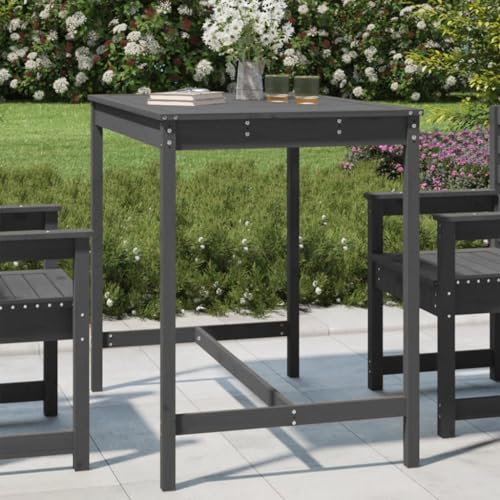 Youuihom Gartentisch Grau aus Massivholz Kiefer 121 x 82,5 x 110 cm Robuster Outdoor Tisch mit Stabiler Konstruktion für Garten Terrasse und Balkon von Youuihom