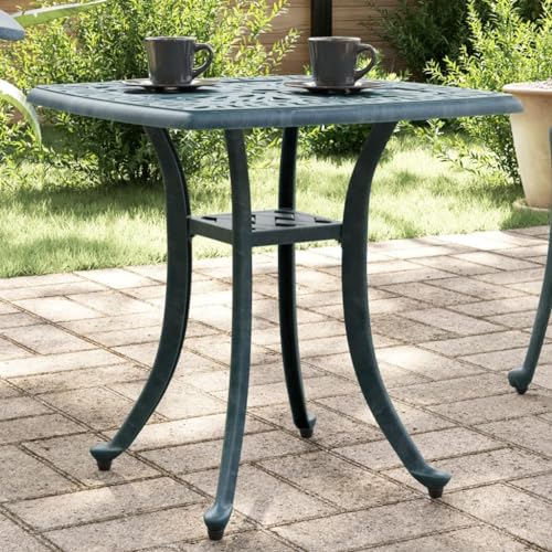 Youuihom Gartentisch Grün 53x53x53 cm Aluminiumguss Beistelltisch Outdoor mit Schirmloch Langlebig & Pflegeleicht für Balkon Terrasse und Camping von Youuihom
