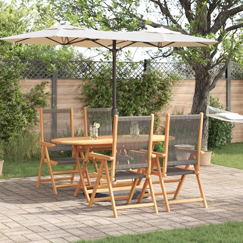 Youuihom Gartentisch Set 5 Teile Grau Massivholz Akazie mit Poly Rattan Ovaler Esstisch für 4 Personen Modernes Design Outdoor Balkon Terrasse Gartenmöbel Youuihom Gartentisch Set 5 Teile Grau Massivholz Akazie mit Poly Rattan Ovaler Esstisch für 4 Personen Modernes Design Outdoor Balkon Terrasse Gartenmöbel von Youuihom