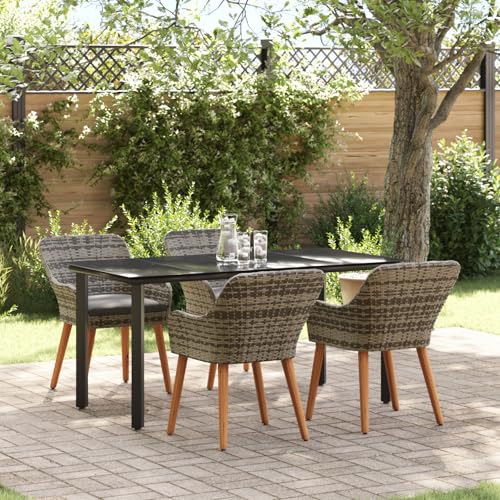 Youuihom Gartentisch Set 5 Teile Grau Modernes Rattan Esstisch Set mit 4 Stühlen Rechteckiger Outdoor Tisch für Balkon Garten und Terrasse Robustes Material UV Beständig Youuihom Gartentisch Set 5 Teile Grau Modernes Rattan Esstisch Set mit 4 Stühlen Rechteckiger Outdoor Tisch für Balkon Garten und Terrasse Robustes Material UV Beständig von Youuihom
