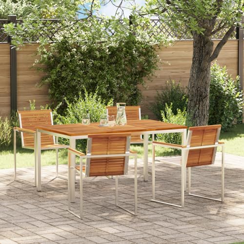Youuihom Gartentisch Set aus Massivholz Akazie mit 4 Stühlen Outdoor Esstisch für Terrasse Balkon und Garten Modernes Design Robust und Wetterfest von Youuihom