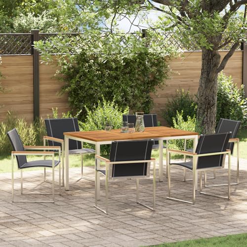 Youuihom Gartentisch Set aus Massivholz Akazie mit 6 Stühlen Rechteckiger Esstisch Outdoor für Garten Terrasse Balkon Robustes Design und Wetterfest Youuihom Gartentisch Set aus Massivholz Akazie mit 6 Stühlen Rechteckiger Esstisch Outdoor für Garten Terrasse Balkon Robustes Design und Wetterfest von Youuihom