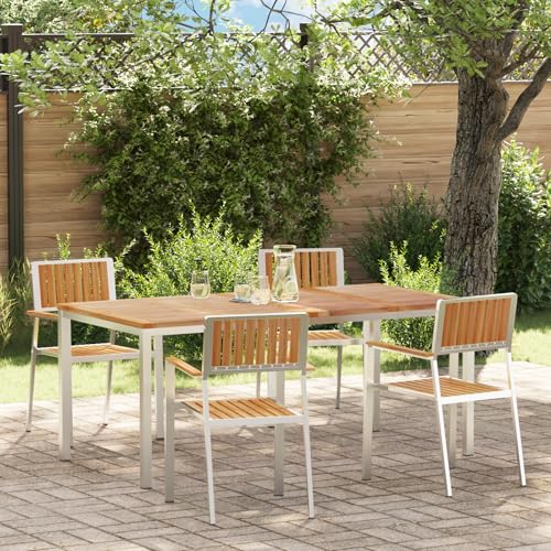 Youuihom Gartentisch Set aus Massivholz Teak 180x80 cm mit 4 Stühlen Rechteckiger Esstisch Outdoor für Terrasse Balkon und Garten Robustes Design Wetterfest und Langlebig Youuihom Gartentisch Set aus Massivholz Teak 180x80 cm mit 4 Stühlen Rechteckiger Esstisch Outdoor für Terrasse Balkon und Garten Robustes Design Wetterfest und Langlebig von Youuihom