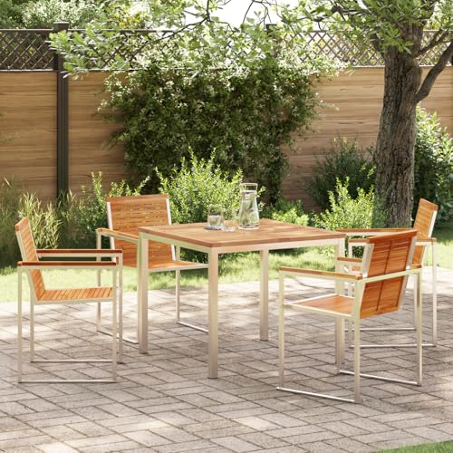 Youuihom Gartentisch Set aus Massivholz Teak mit 4 Stühlen Modernes Design Outdoor Esstisch für Terrasse Balkon und Garten Robustes Wetterfestes Material Kompakt und Stilvoll Youuihom Gartentisch Set aus Massivholz Teak mit 4 Stühlen Modernes Design Outdoor Esstisch für Terrasse Balkon und Garten Robustes Wetterfestes Material Kompakt und Stilvoll von Youuihom
