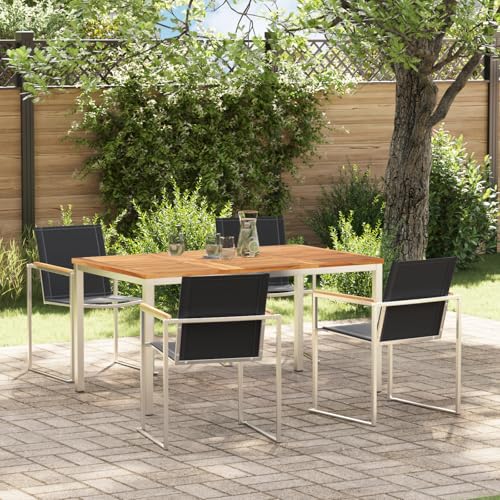 Youuihom Gartentisch Set aus Massivholz Teak mit 4 Stühlen Rechteckiger Esstisch Outdoor für Garten Balkon und Terrasse Robustes Wetterfestes Design von Youuihom