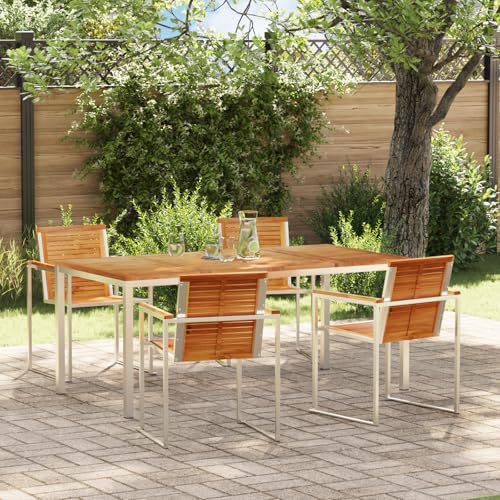 Youuihom Gartentisch Set aus Massivholz Teak mit Edelstahlrahmen Modernes Esstisch Set für 4 Personen Outdoor Möbel für Terrasse Garten und Balkon Youuihom Gartentisch Set aus Massivholz Teak mit Edelstahlrahmen Modernes Esstisch Set für 4 Personen Outdoor Möbel für Terrasse Garten und Balkon von Youuihom