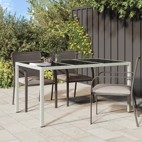 Youuihom Gartentisch Weiß 150x90x75 cm Moderner Esstisch aus Poly-Rattan mit Sicherheitsglasplatte Robuster Outdoor Tisch für Terrasse Balkon und Garten Youuihom Gartentisch Weiß 150x90x75 cm Moderner Esstisch aus Poly-Rattan mit Sicherheitsglasplatte Robuster Outdoor Tisch für Terrasse Balkon und Garten von Youuihom