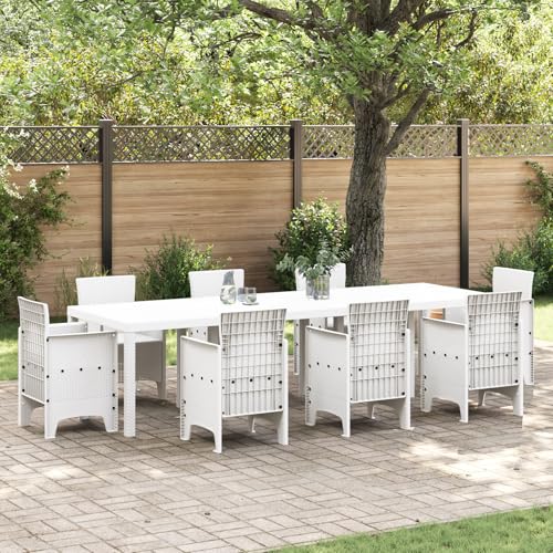 Youuihom Gartentisch Weiß 300x100x73 cm Moderner Kunststoff Esstisch Outdoor Wetterfest & UV Beständig mit Großzügiger Sitzfläche für 10 Personen für Garten Terrasse und Balkon von Youuihom