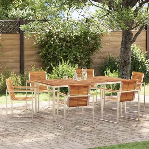 Youuihom Gartentisch aus Massivholz Akazie 180 x 90 cm Moderner Esstisch mit Rostfreiem Stahlrahmen für Garten und Terrasse Robustes 7-teiliges Dining-Set für 6 Personen Youuihom Gartentisch aus Massivholz Akazie 180 x 90 cm Moderner Esstisch mit Rostfreiem Stahlrahmen für Garten und Terrasse Robustes 7-teiliges Dining-Set für 6 Personen von Youuihom