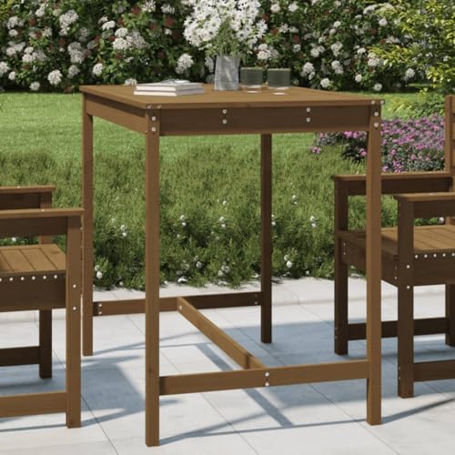 Youuihom Gartentisch aus massivem Kiefernholz 121 x 82,5 x 110 cm Honigbraun Klassischer Outdoor Esstisch mit robuster Tischplatte für Garten Terrasse und Balkon von Youuihom