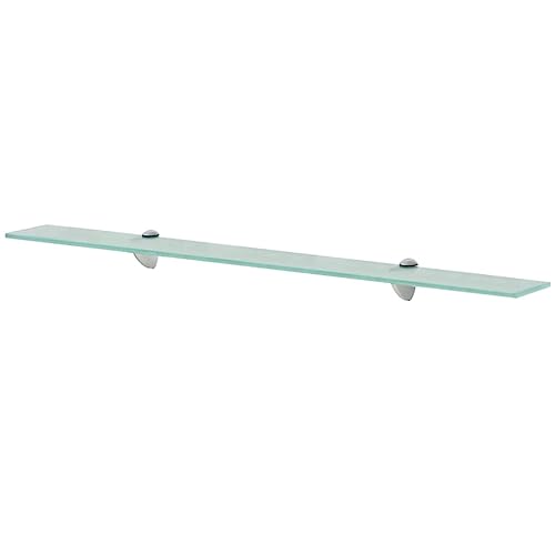 Youuihom Glas Schweberegal Wandregal 90x10 cm 8 mm Dicke Transparent Modernes Design für Wohnzimmer Schlafzimmer Bad von Youuihom