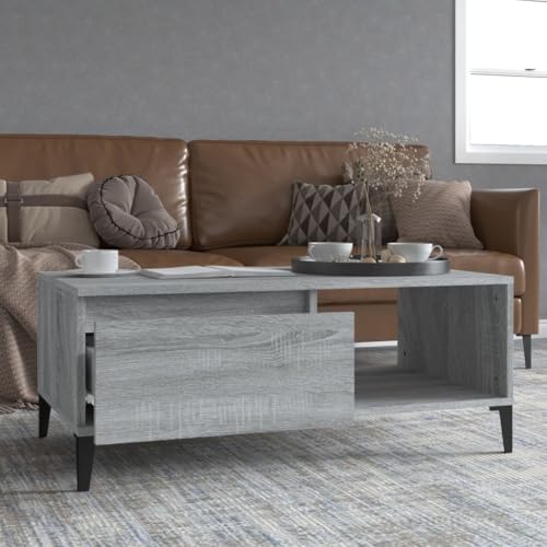 Youuihom Grau Sonoma Beistelltisch Couchtisch 90x50x36,5 cm Holzwerkstoff mit Stauraum Industrielles Design Metallfüße für Wohnzimmer Youuihom Grau Sonoma Beistelltisch Couchtisch 90x50x36,5 cm Holzwerkstoff mit Stauraum Industrielles Design Metallfüße für Wohnzimmer von Youuihom