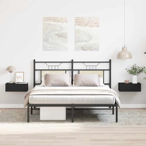 Youuihom Hängender Nachttisch Schwarz 40 x 30 x 15 cm Modernes Design mit Schublade Platzsparend und Robust für Schlafzimmer Wohnzimmer von Youuihom