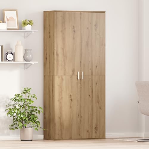 Youuihom Highboard Artisan Eiche MDF Braun 80x35x180 cm Moderner Aufbewahrungsschrank mit Strukturierter Oberfläche und Verstellbaren Regalen für Wohnzimmer Schlafzimmer Flur von Youuihom