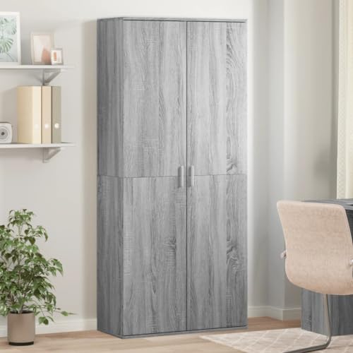 Youuihom Highboard Grau Sonoma 80x35x180 cm aus Holzwerkstoff - Moderner Schrank mit großem Stauraum und Türen für Elegante Aufbewahrung in Wohnzimmer und Büro von Youuihom