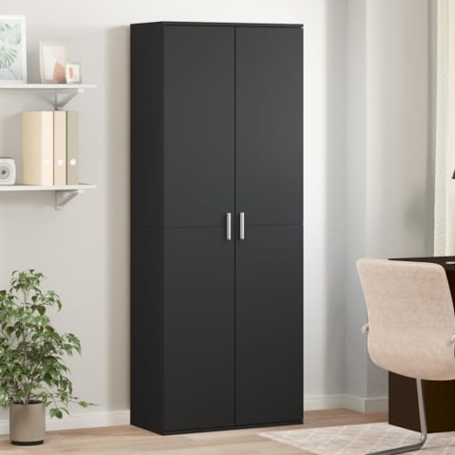Youuihom Highboard Schrank Organizer Schwarz Holzwerkstoff 70x35x180 cm Stauraum für Wohnzimmer Küche Elegantes Design von Youuihom