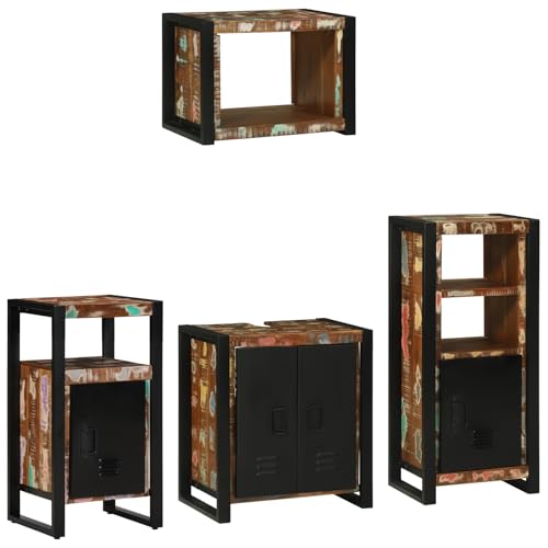 Youuihom Industrieller Badezimmerschrank Set 4 Teile aus recyceltem Holz 55 x 35 x 60 cm Modernes Design mit Wandmontage & Freistehend Optionen für Bad WC oder Flur Youuihom Industrieller Badezimmerschrank Set 4 Teile aus recyceltem Holz 55 x 35 x 60 cm Modernes Design mit Wandmontage & Freistehend Optionen für Bad WC oder Flur von Youuihom