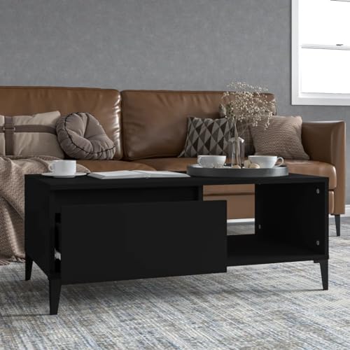 Youuihom Industrieller Couchtisch Schwarz 90x50x36,5 cm mit Stauraum Beistelltisch für Wohnzimmer Couchbereich von Youuihom