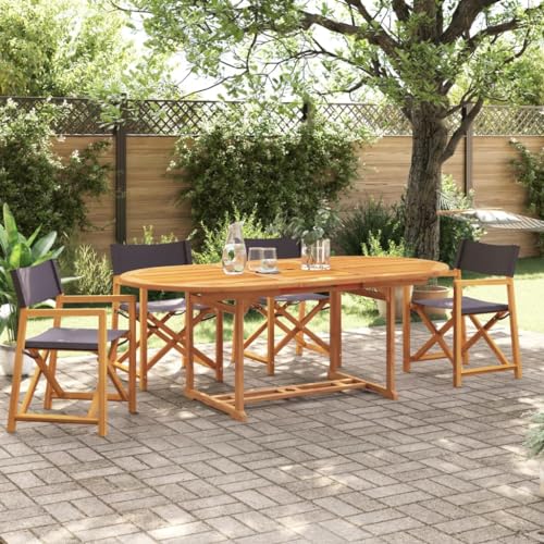 Youuihom Klappbare Gartenstühle 4 STK. Dunkelgrau Stoff Camping Stühle Campingstuhl Strandstuhl Essstühle für Camping Balkon Garten Strand von Youuihom