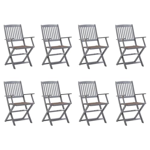 Youuihom Klappbare Gartenstühle 8 STK. mit Kissen Massivholz Akazie Relaxsessel Outdoor Gartenstühle Strandstuhl Loungesessel Outdoor für Garten Balkon Strand Camping von Youuihom
