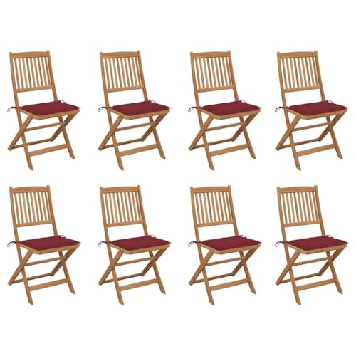 Youuihom Klappbare Gartenstühle mit Kissen 8 STK. Massivholz Akazie Camping Stühle Gartenstuhl Strandstuhl Outdoor Sessel für Balkon Garten Camping Strand von Youuihom