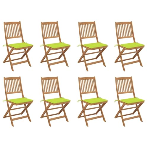 Youuihom Klappbare Gartenstühle mit Kissen 8 STK. Massivholz Akazie Camping Stühle Gartenstuhl Strandstuhl Outdoor Sessel für Balkon Garten Camping Strand von Youuihom