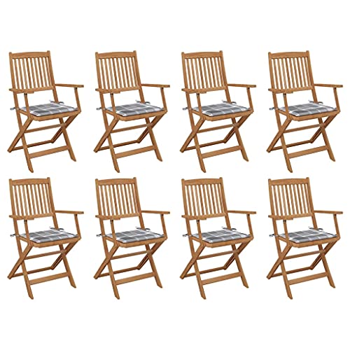 Youuihom Klappbare Gartenstühle mit Kissen 8 STK. Massivholz Akazie Outdoor Stuhl Campingstuhl Strandstuhl Outdoor Sessel für Balkon Camping Strand Garten von Youuihom