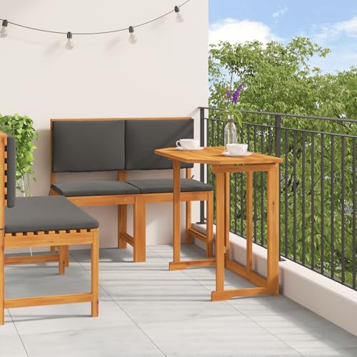 Youuihom Klappbarer Esstisch aus Massivholz Akazie Braun Outdoor Balkontisch mit 2 Stühlen Rustikales Design für Garten Terrasse und kleine Balkone von Youuihom