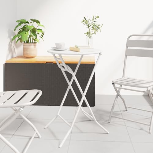 Youuihom Klappbarer Gartentisch Weiß Rund Ø50x72cm aus Stahl Modernes Design Robust & Wetterbeständig Faltbar und Platzsparend für Balkon Terrasse und Garten Youuihom Klappbarer Gartentisch Weiß Rund Ø50x72cm aus Stahl Modernes Design Robust & Wetterbeständig Faltbar und Platzsparend für Balkon Terrasse und Garten von Youuihom