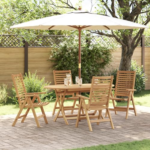 Youuihom Klappbarer Gartentisch aus Massivholz Teak mit 4 Stühlen Rundes Gartendining Set für Balkon Terrasse oder Garten Platzsparend und Wetterfest Youuihom Klappbarer Gartentisch aus Massivholz Teak mit 4 Stühlen Rundes Gartendining Set für Balkon Terrasse oder Garten Platzsparend und Wetterfest von Youuihom