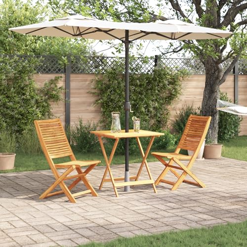 Youuihom Klappbarer Gartentisch und 2 Stühle Set aus Massivholz Akazie 70 x 70 x 75 cm Faltbares Bistro Set für Balkon Terrasse und Garten Rustikales Design mit Öloberfläche von Youuihom