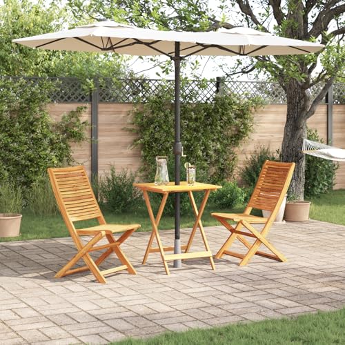 Youuihom Klappbares Bistro Set aus Massivholz Akazie 3 teilig Faltbarer Gartentisch und 2 Stühle Outdoor Wetterfest für Balkon Terrasse und Garten 60 x 60 x 75 cm Braun von Youuihom