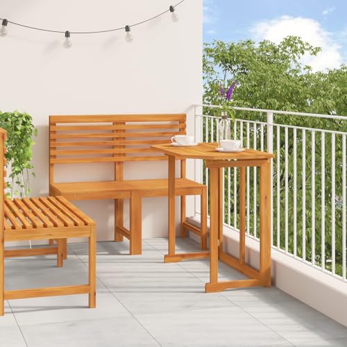 Youuihom Klapptisch aus Massivholz Akazie 90 x 50 cm Faltbarer Gartentisch mit 2 Bänken Rustikales Design für Balkon Terrasse und Camping von Youuihom