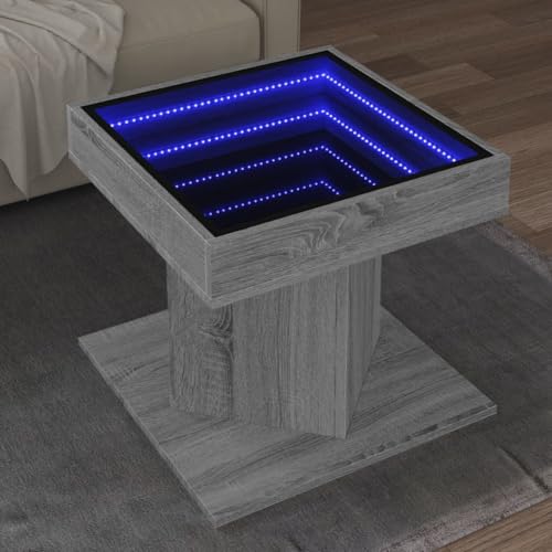 Youuihom LED Couchtisch Beistelltisch mit Infinity Spiegel RGB Beleuchtung Grau Sonoma 50x50x45 cm Holzwerkstoff Glas für Wohnzimmer Schlafzimmer Youuihom LED Couchtisch Beistelltisch mit Infinity Spiegel RGB Beleuchtung Grau Sonoma 50x50x45 cm Holzwerkstoff Glas für Wohnzimmer Schlafzimmer von Youuihom